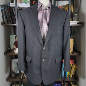 Stafford Men's Sport Coat Blazer Two Button CH Gray Poly Wool Sz About 52R‎